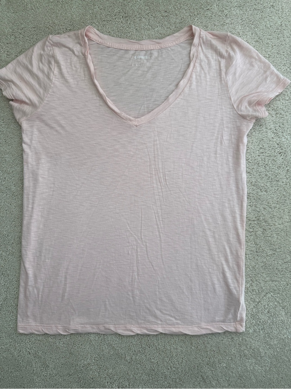 Express Pale Pink V-Neck Short Sleeve Tee